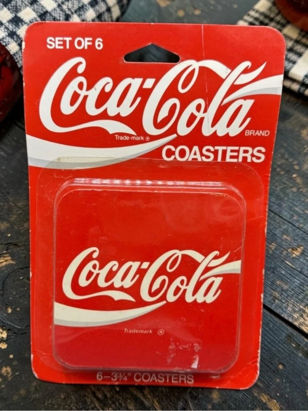 New In Package Vintage Set Of 6 Coca Cola Cork Coasters 3.75” Never Opened